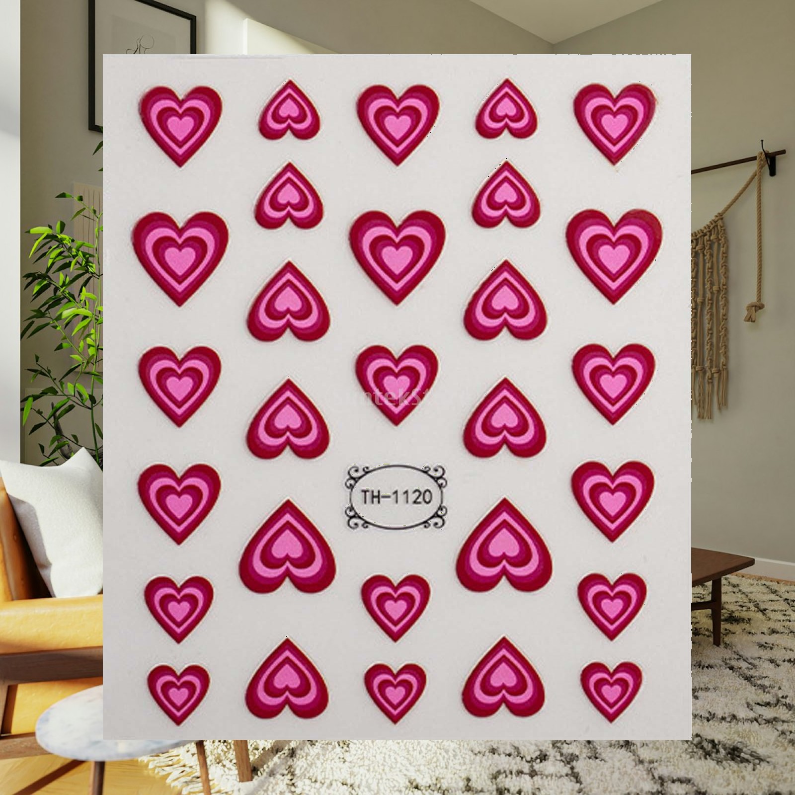 Nail Art Valentines Day - Pegatinas 3D con forma de corazón