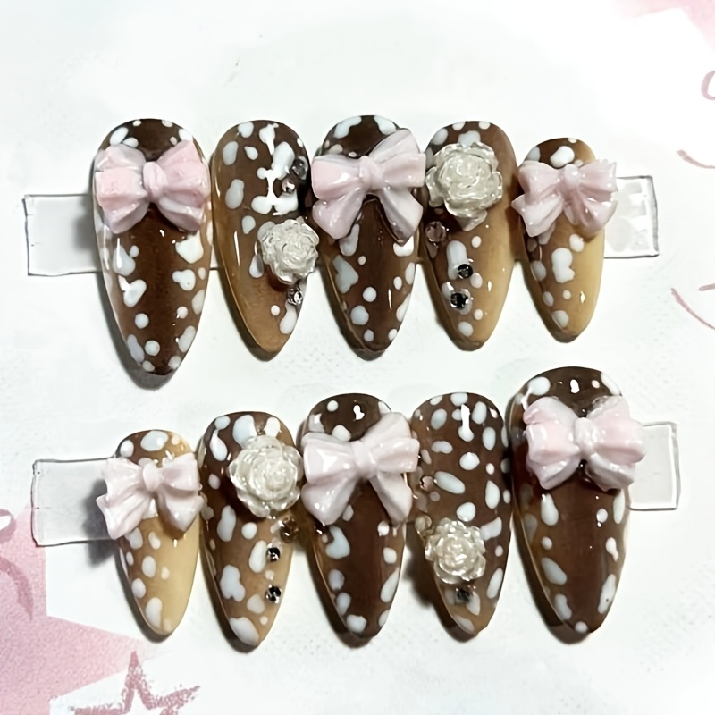 Nail Art Press On - 10 unidades de uñas postizas con