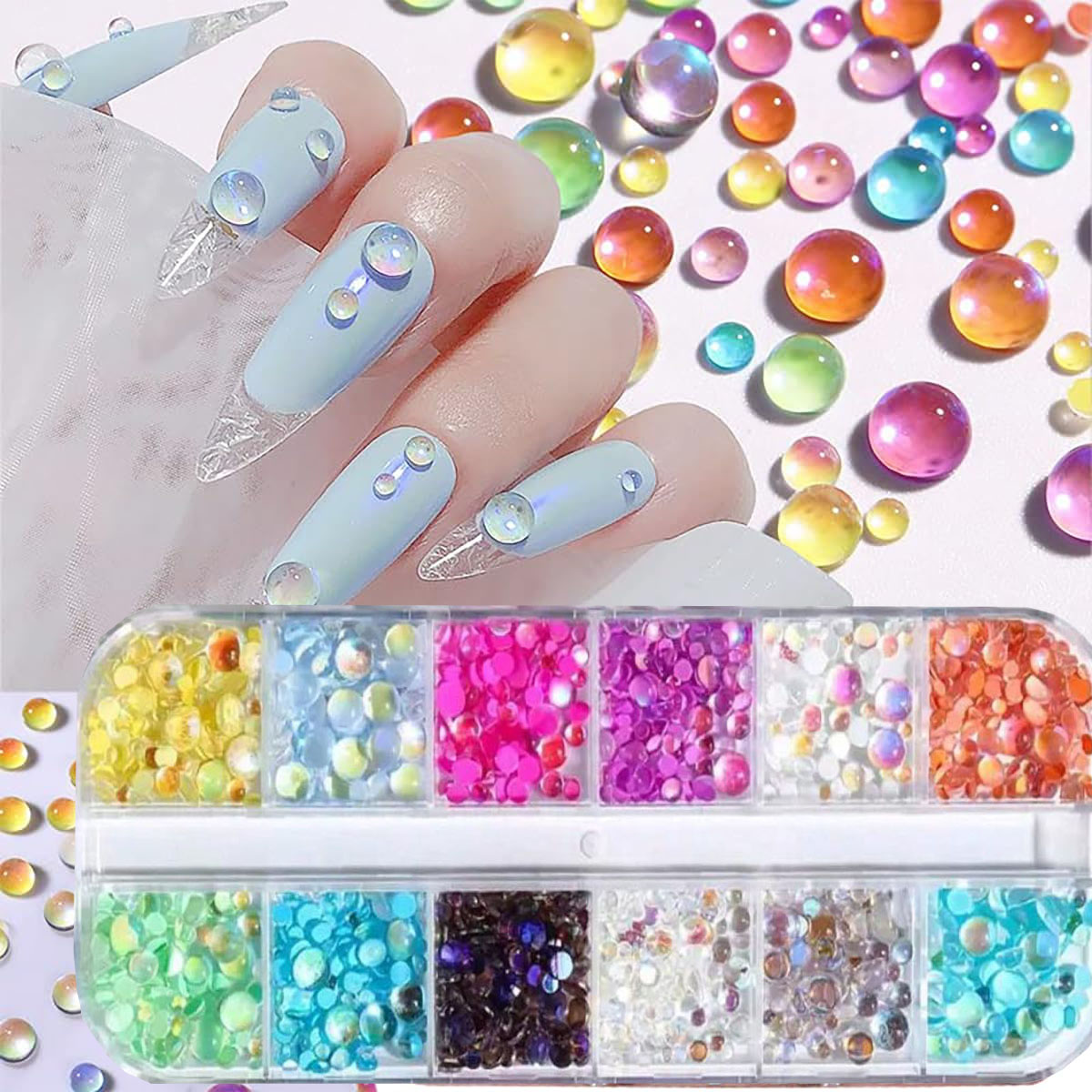 1 caja de cuentas redondas de  - Nail Art Valentines Day reseña y precio