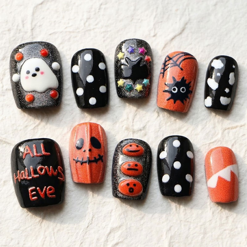 10 Uds. Uñas Postizas de Hallo - Nail Art Press On reseña y precio